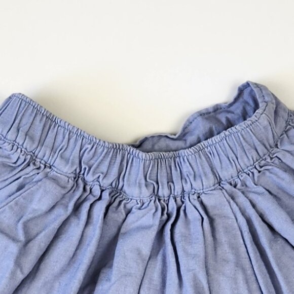 Tea Collection Amata Linen Cotton Chambray Embroidered Midi Skirt sz 2 - Picture 4 of 7